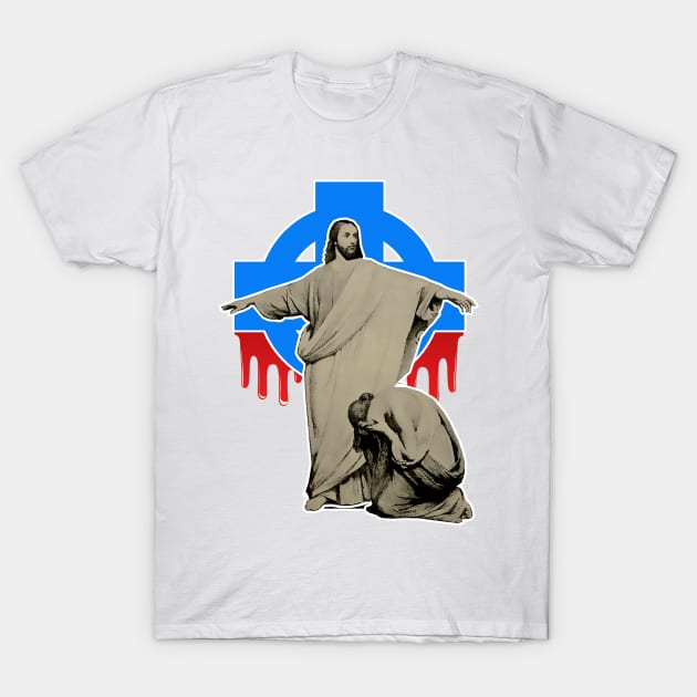 Jesus Christ and the weeping of the Woman on the Cross T-Shirt by Marccelus